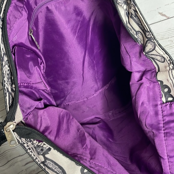 American Tourister Travel Bag Black Taupe Tan Floral Print Tote Bag Carryall! - Picture 10 of 11